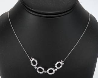 16" 14K White Gold Necklace with CZ Pendant in 14K Mount