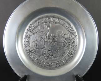 1974 State of North Carolina Seal Pewter Plate