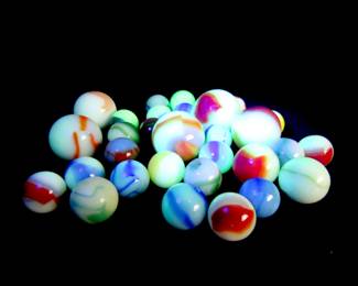 Lot of Vintage Glowing Uranium Glass Marbles