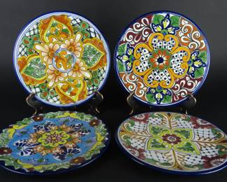 Another Lot of 4 Lead Free Talavera Mexican Pottery 10" Plates