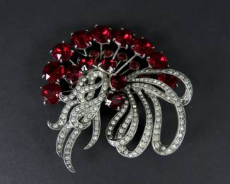 Stunning Eisenberg Original Colored Rhinestone Large Brooch