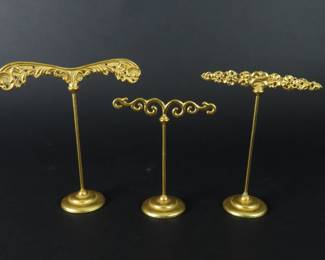 Lot of 3 Gold Tone Earring Holder Stands