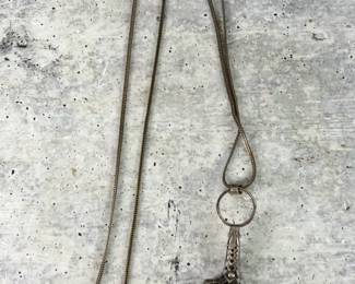 Vintage 29" Sterling Silver Necklace with Monocle Pendant