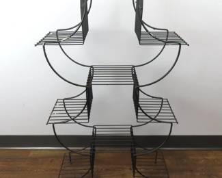 Vintage Pagoda Asiaan Metal Plant Stand