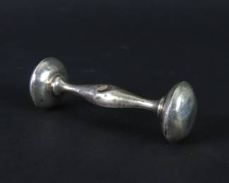 Dented Sterling Silver Baby Rattle - 21.6g