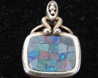 Beautiful .925 Sterling Silver Mosaic Opal Pendant