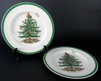 Lot of 2 Spode 10.5" Christmas Tree Plates - See Description