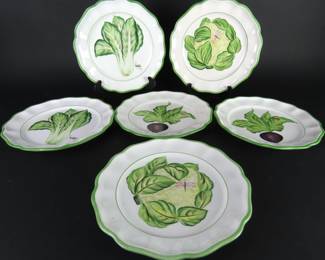 Lot of 6 Beautiful "Garden Greens" Vietri 10.25" Plates - Made in Italy