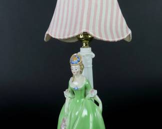 Vintage German Figural Dresser Lamp with Shade