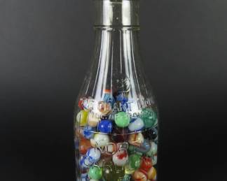 North Carolina Milk Bottle with Vintage Marbles
