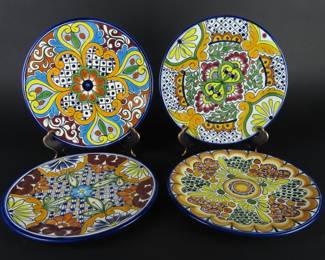 Lot of 4 Lead Free Talavera Mexican Pottery 10" Plates