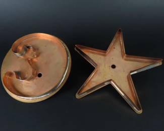 Lot of 2 Large Copper Cookie Cutters