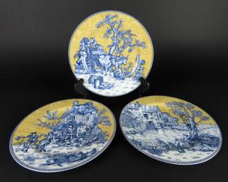 Lot of 3 American Atelier "English Toile" at Home Porcelain 8.25" Plates