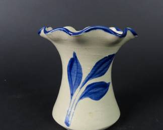 Small Williamsburg Pottery Ruffled Edge Vase