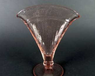Vintage Pink Depression Glass Fan Vase