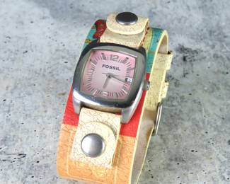 Fossil Fashion Watch with Printed Leather Band
