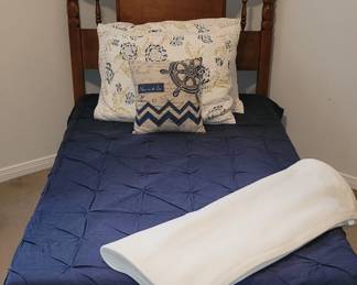 TWIN SIZE BED FRAME, BOX SPRINGS, BEDDING  "NO MATTRESS "