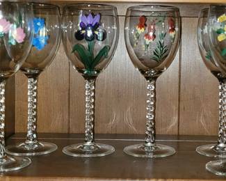 HAND PAINTED WINE GLASSES 