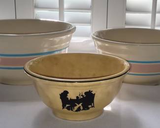 1930's CROOKSVILLE SILHOUETTE POTTERY BOWL, VINTAGE POTTERY MIXING BOWLS