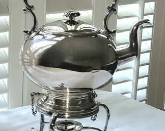 ANTIQUE ENGLISH SPIRIT KETTLE WITH WARMER