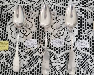 ca 1800's  - 900 COIN SILVER SPOONS (SEE NEXT PIC)