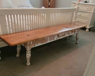 WHAT A BENCH! STRETCHES THE WIDTH OF A KING SIZE BED.