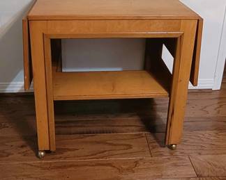 MID-CENTURY DROP LEAF CART WITH ORIGINAL CASTERS. SEE NEXT PIC 