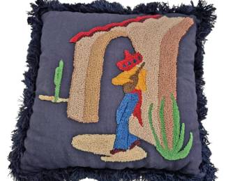 Southwest Themed Punch Needle Throw Pillow