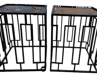 2 Outdoor Art Deco Metal Tables