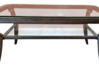 TwoTier Glass and Brushed Metal Table