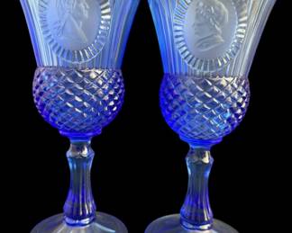 Fosteria Avon Cobalt Blue Goblets