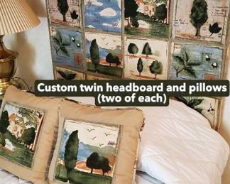 Custom twin headboards and pillows (two of each).