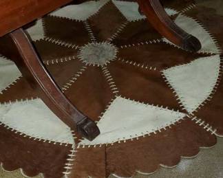 Cowhide rug.