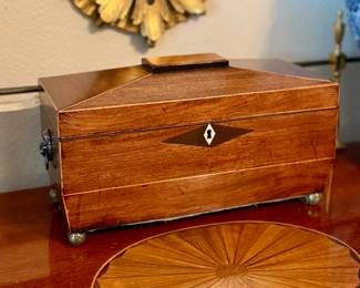 One of 3 antique mahogany boxes