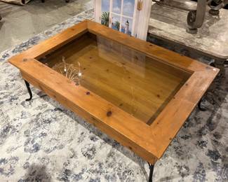 Great Condition Shadow Box Coffee Table 48"W X 32"D X 16"T C2401 $60. You can purchase this item at the Tent sale at The Avant Garden located at 140 N 20th St in Ozark or call (417) 485-4857 to purchase over the phone.