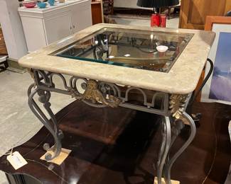 Beautiful Glass Marble End Table 28"w X 28"d X 21" T C2626. $40 You can purchase this item at the Tent sale at The Avant Garden located at 140 N 20th St in Ozark or call (417) 485-4857 to purchase over the phone.