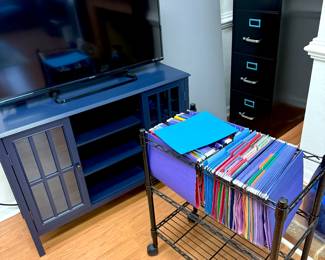 Filing cabinet, television, console, rolling filing cart