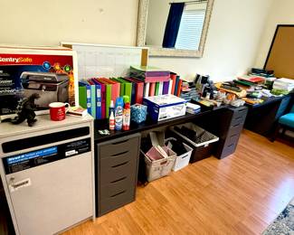 New Century, safe in box, brand, new notebooks, desk items, everything you need for your office. Three drawer sets, extra large shredder