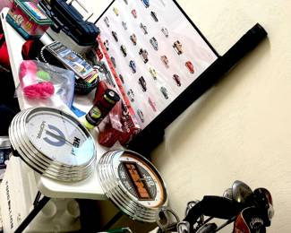 Man cave items, fishing, ladies golf clubs