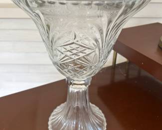 Large pressed glass pedestal bowl