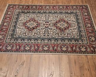 Red, Black, & Beige Oriental Area Rug is 63x95in