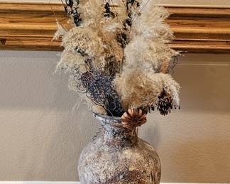 Terra Cotta Vase w/ Faux Floral Arrangement