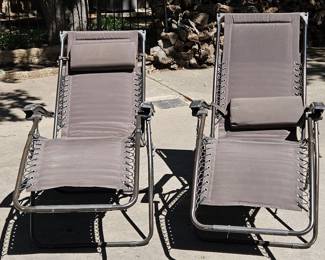(2) Zero Gravity Outdoor Chaise Lounge Chairs