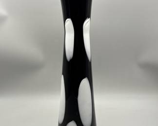 Cased Black to White Art Glass Vase