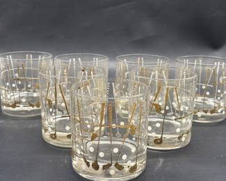 (7) Georges Briard Mid Century Rocks Bar Glasses