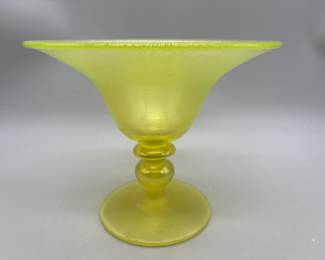 Antique Tiffin Yellow Uranium Glass Compote