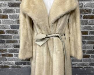 Genuine Full Length Fur Coat w/ Leather Belt