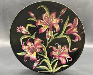Decorative Asian Plate with Lily Flowers