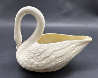 Elegant White Porcelain Swan Planter