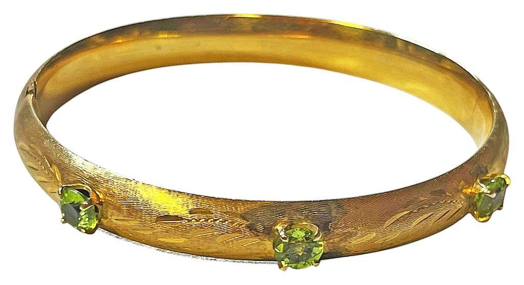14K Peridot Hinged Bracelet